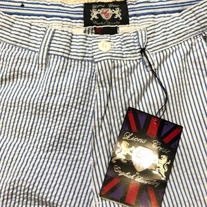 Lions crest English laundry mens pinstripe shorts